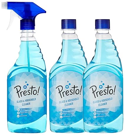 Amazon Brand - Presto! Glass and Household Cleaner - 500 ml with 2 Refills