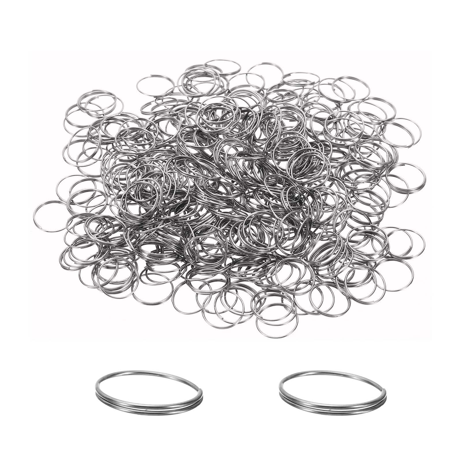 PATIKIL 12mm/0.47" OD Mini Split Rings, 1200Pcs 304 Stainless Steel Round Edged Split Circular Ring Clips for Fastening Crystals Parts, Chandelier Replacements, Silver