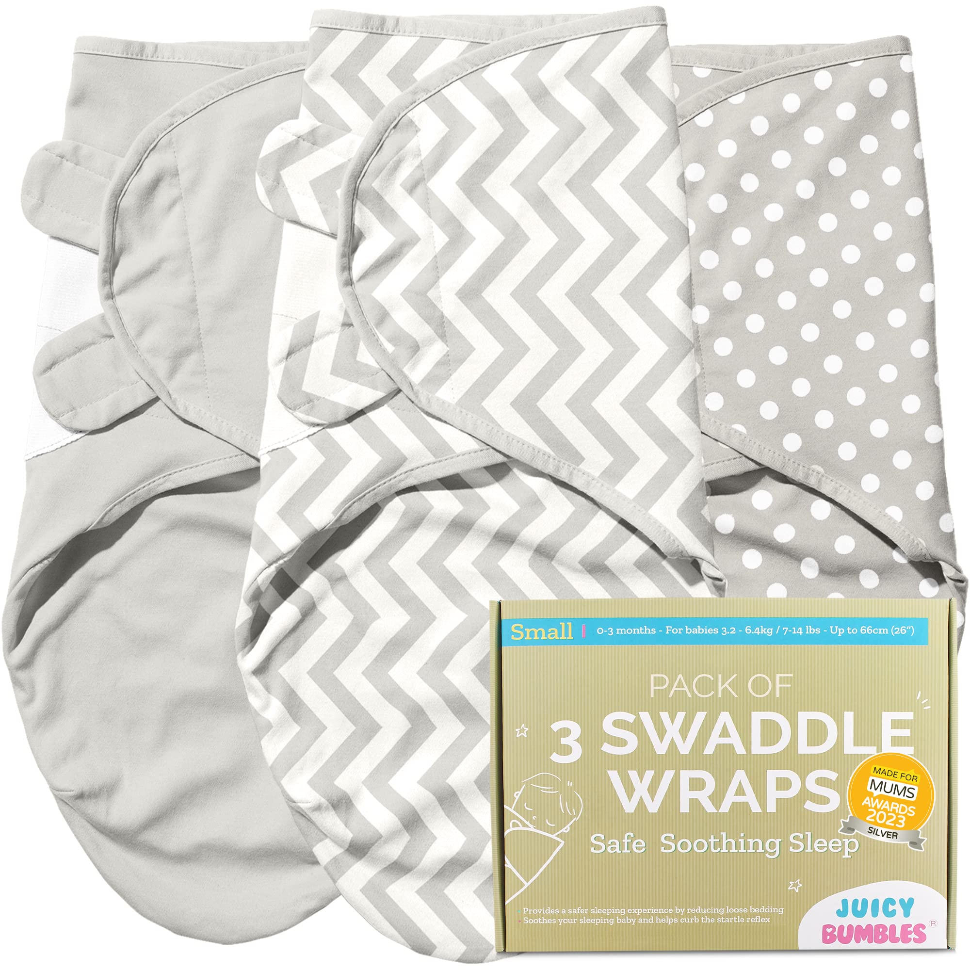 Juicy Bumbles Swaddle Blanket 0-3 Months - 100% Cotton Baby Swaddle Wrap Newborn - Set of 3 Swaddles - Baby Essentials for Newborn Boy and Girl