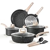 CAROTE 14Pcs Pots and Pans Set Non Stick, Cookware Sets Induction Cookware Granite Cooking Set with Frying Pans, Saucepans, Saute Pan, Extra Large Casserole
