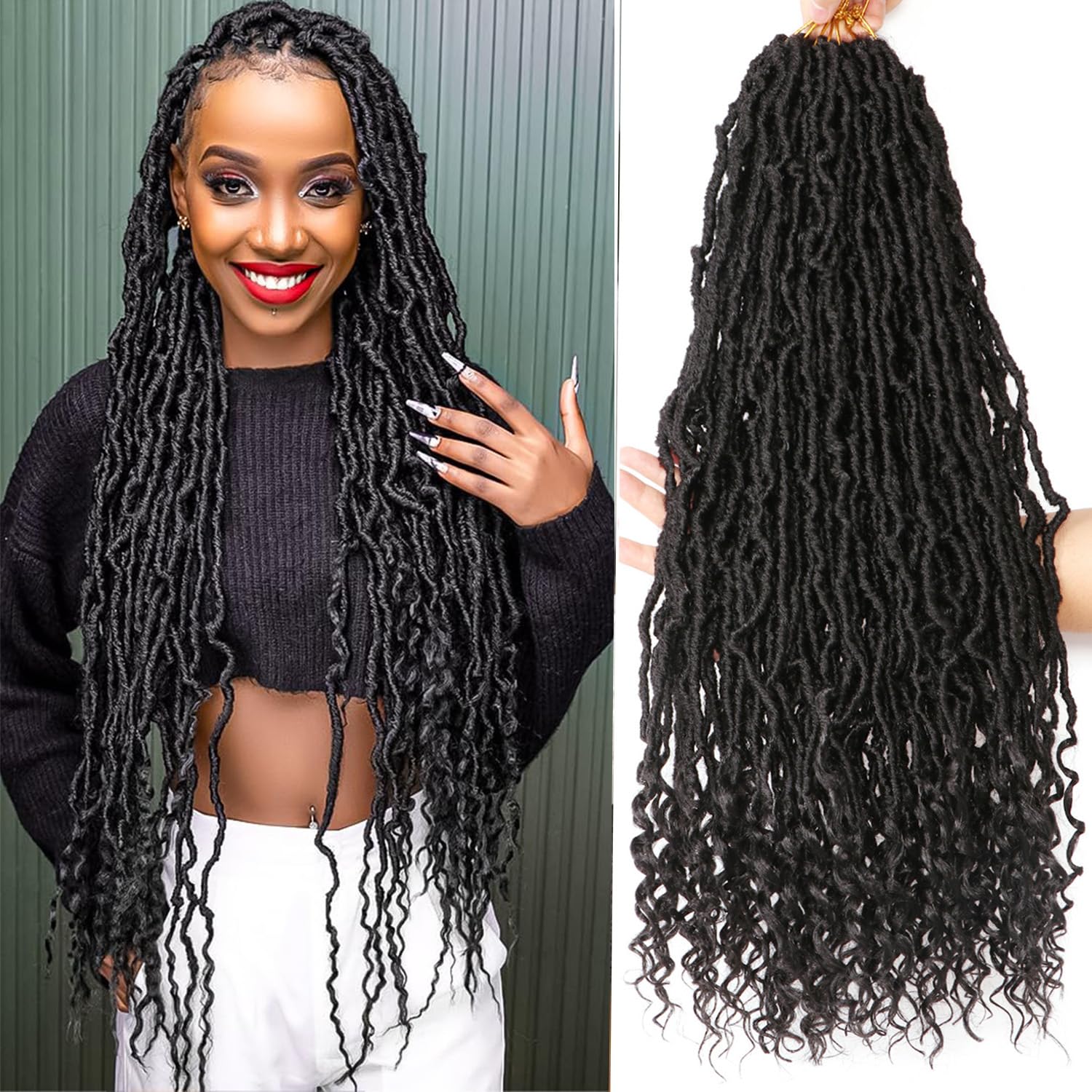 8 Packs Faux Locs Crochet Hair Extensions for Black Women Crochet Braids Hair Extensions for Braiding Hair Goddess Locs Crochet Hair (24 Inch (Pack of 8), #1B)