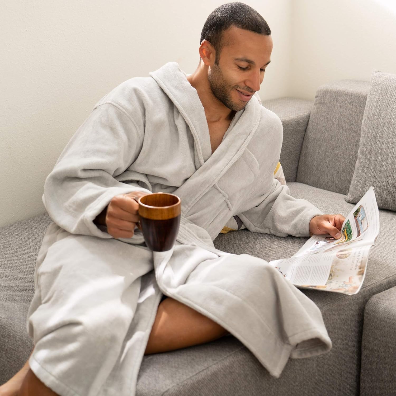 Alpine Swiss Aiden Mens Cotton Terry Cloth Bathrobe Shawl Collar Velour Spa Robe at  Men’s Clothing store