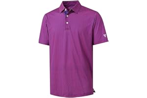 M MAELREG Mens Golf Shirt Short Sleeve Dry Fit Print Moisture Wicking Performance Patterns Collared Polo Shirt