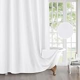 Linen Look Shower Curtain 182x182cm with Metal Hooks White view 5