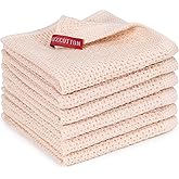 6-Pack Kitchen Dish Cloths, 100% Cotton Waffle Weave, Ultra Soft Absorbent, Quick Drying Dish Towels, 12x12 Inches, Beige