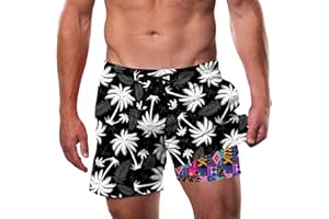 Cozople Men's Swim Trunks with Compression Liner 5.5" Inseam Quick Dry Bathing Suit Boxer Brief Lined Swim Shorts Swimwear