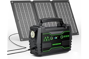 MARBERO Solar Generator 155Wh with 30W Solar Panel Portable Power Station with 2x 100W AC Outlets(Peak 150W), QC3.0 USB UL Certified for Home Blackout, Camping, RV Travel, Ultra-Light & Silent Fan