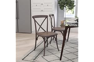 Merrick Lane Bardstown X-Back Bistro Style Wooden High Back Dining Chair in Gray Wash Dark Driftwood
