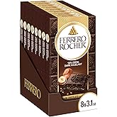 Ferrero Rocher Premium Chocolate Bars, 8 Pack, Dark Chocolate Hazelnut, 3.1 oz Each
