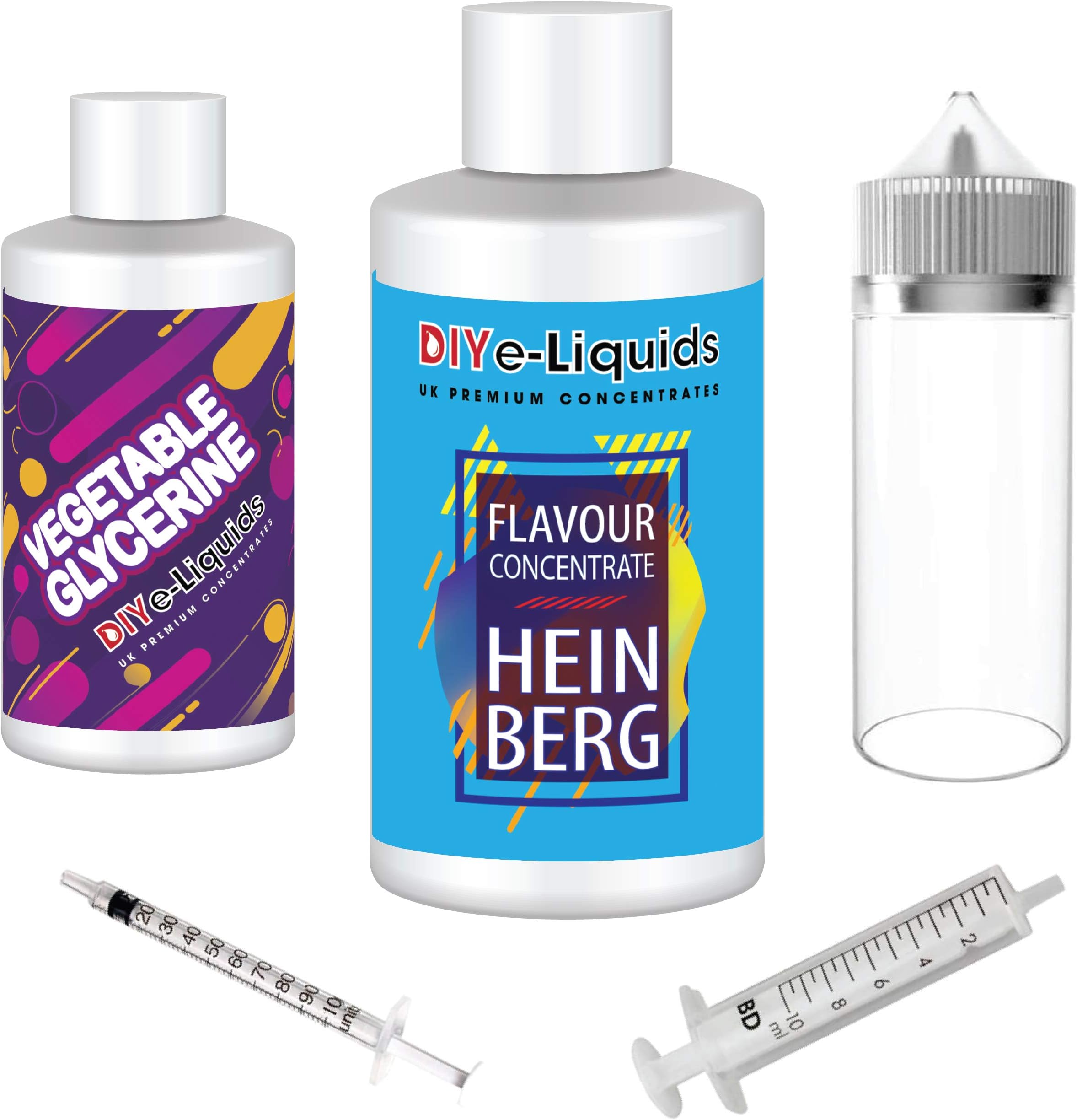 100ml Hein Berg E Liquid Flavour Concentrate - Strong Strength - Includes 100ml Vegetable Glycerine, 120ml Bottle and Accessories