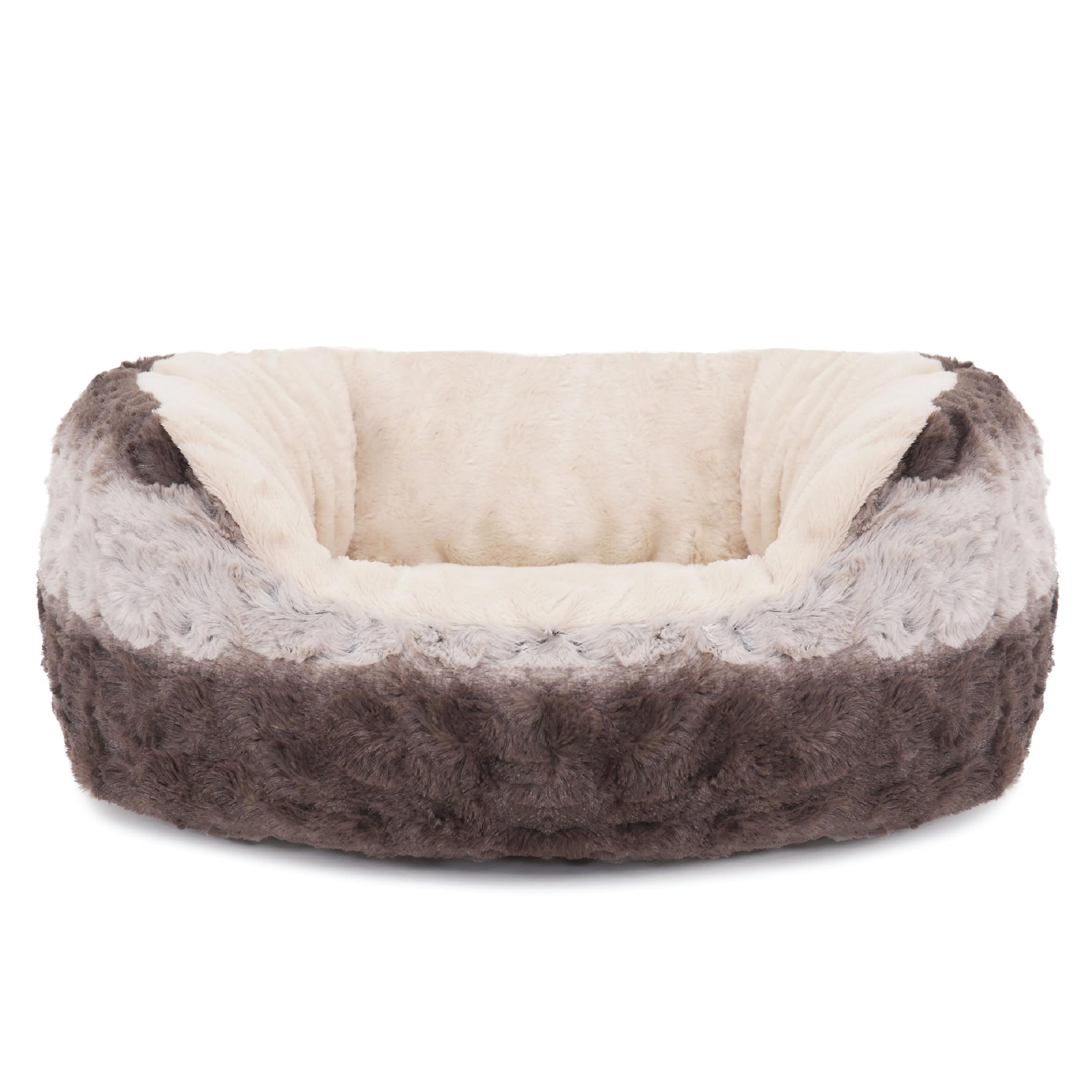 Rosewood 40 Winks Grey & Cream Snuggle Plush Oval Dog Bed, 25”