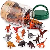 Terra by Battat Dinosaur Figures Tube, 60 Mini Plastic Dino Animals, Tubes | 60-piece mini dinosaur figures in a portable tube with 12 assorted dinosaur styles for play, collecting, crafts, 3+ Years