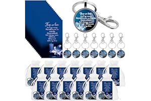 Junkin Funeral Favors for Guest Including Remember Keychain Prayer Cards Organza Bags for Memorial Celebration of Life(Dark Blue,24 Sets)