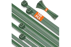 IDEMEET 8 Inch PA66 Green Zip Ties, 100 Pcs 3.6mm Heavy Duty Plastic Wire Ties with 45 Lbs, Premium Self-locking Nylon Cable Ties Decoration Tie Wraps for Christmas Tree Gardening Fence Plants Grid Wall
