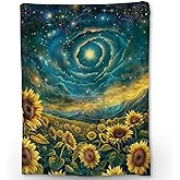 Ti Caldi Sunflower Starry Sky Blanket - Ultra Soft, Fluffy, Lightweight Flannel Throw Blankets for Couch, Bed, Travel, Outdoor - Cozy, Fuzzy Home Decor, for Adults Kids Women Girls 60×50 in