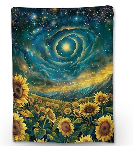 LUVIVIHOME Manta De Girasol, Manta Floral De Animales De Safari Africanos, Amarillo Y Negro, 60 X 80 Pulgadas