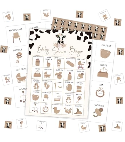 Baby Bingo Western Cowboy Bingo Game Set - 24 Player Cards With Chips ...