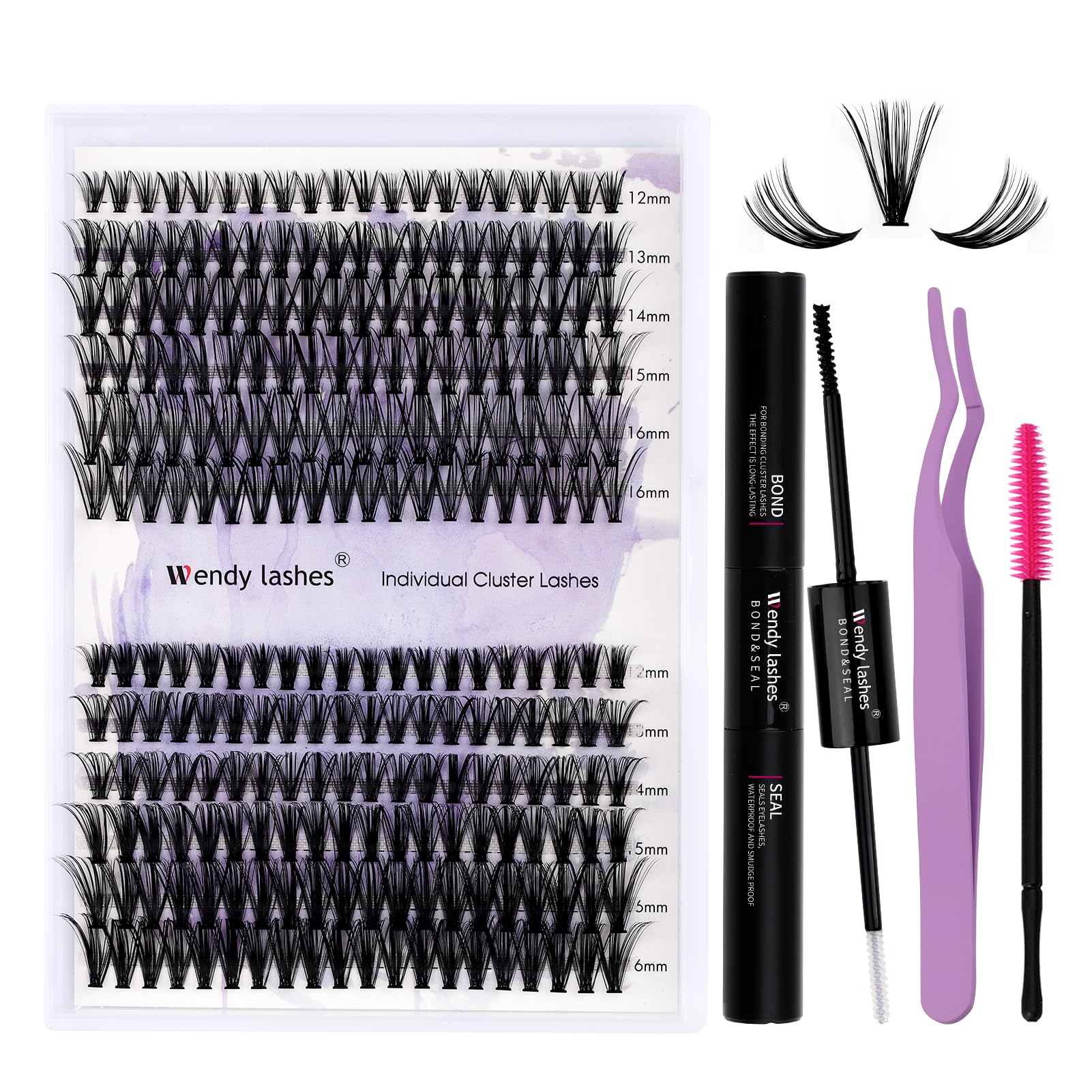 Individual Lashes Kit Cluster Lashes D Curl 0.07mm DIY Lash Extensions Kit 30D/40D Mixed 12-16mm Wide Stem Individual Eyelash Clusters Kit at Home(30D/40D-D-Cluster Eyelash Extensions Kit) — image 1