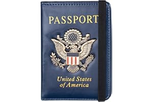 ILOVEVER Passport Holder and Card Slot Combo RFID Blocking Leather Travel Passport Wallet for Men and Women US Passport Cover, Blue