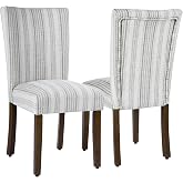 HomePop Parsons Dining Chair - Gray Striped Pattern (Set of 2)