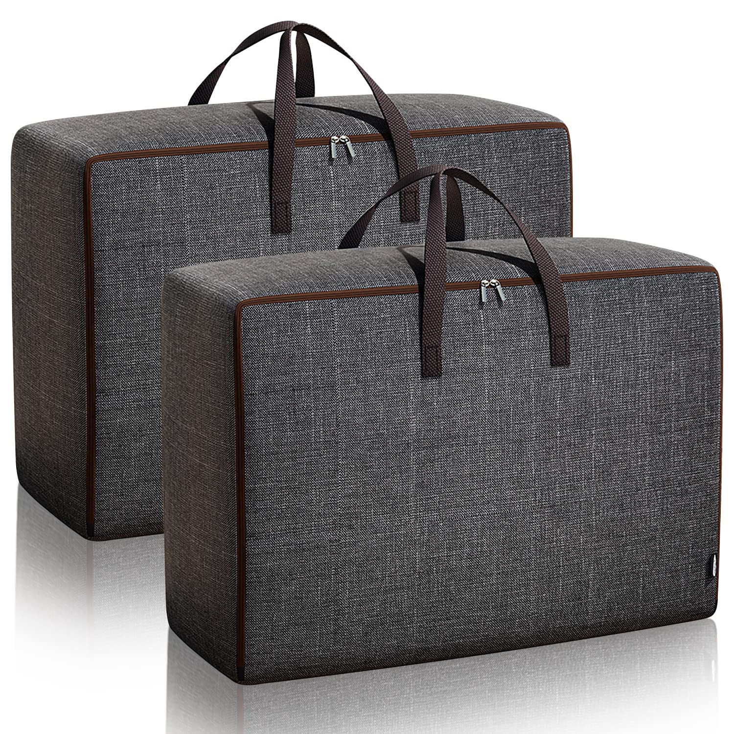 wintfarm Duvet Storage Bag,2 PCS Large Storage Bags with Zips,Oxford Fabric Organizer Bag,Transport Bag,Travel Bag,Breathable Underbed Storage Bags for Bedding,Clothes,Duvets,Pillows,Quilt (100L*2)