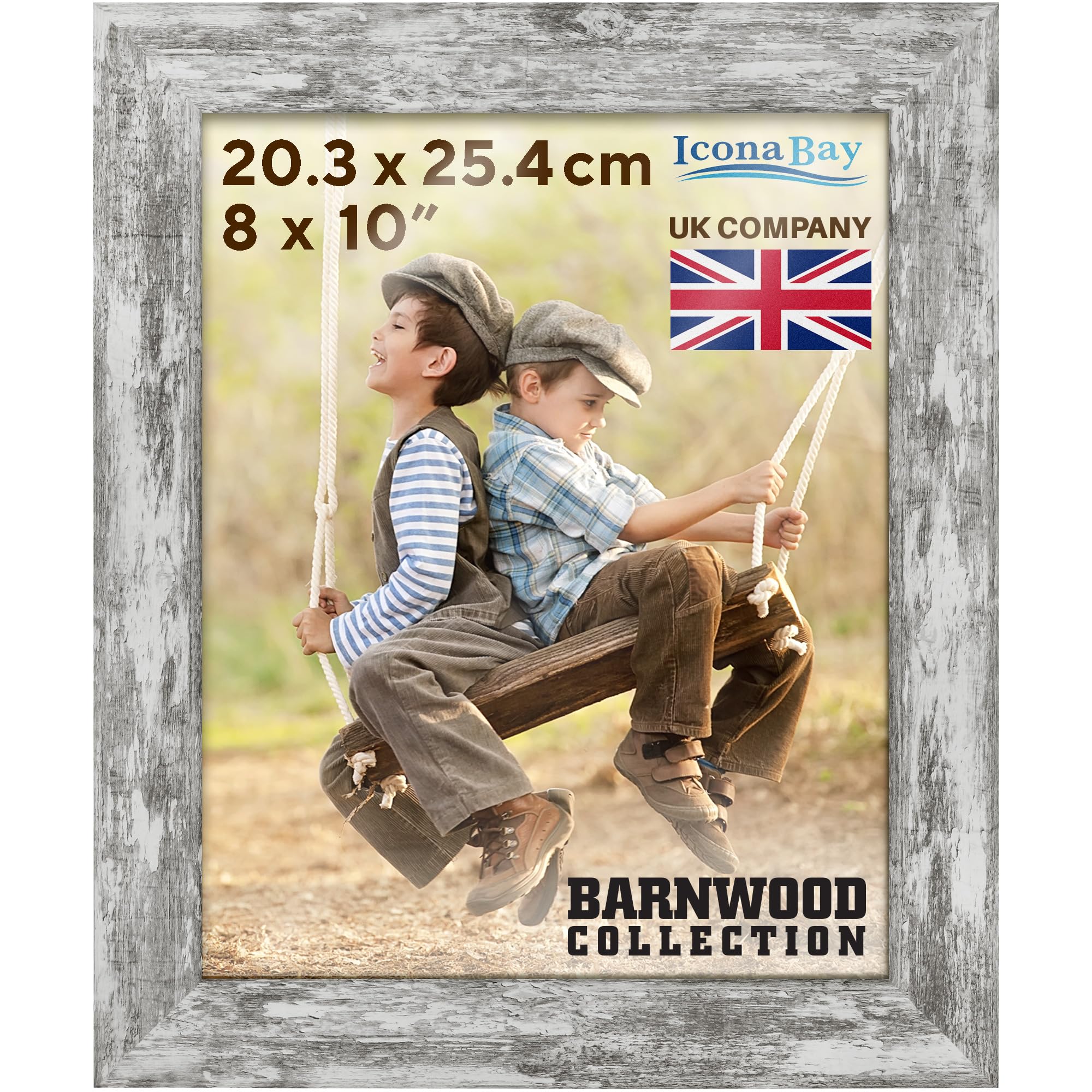 Icona Bay 10x8 Picture Frame (Pony Grey, 1 Pack), Country Rustic Style 10 x 8 Photo Frame, Table Top or Wall Mount, Barnwood Collection