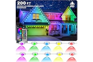 INZIDOL Permanent Outdoor Lights,200FT RGB Eave Light,IP67 Waterproof Lighting for House,Smart LED with App/Remote Control for Outdoor Decor,Garden Decor,Party,Holiday