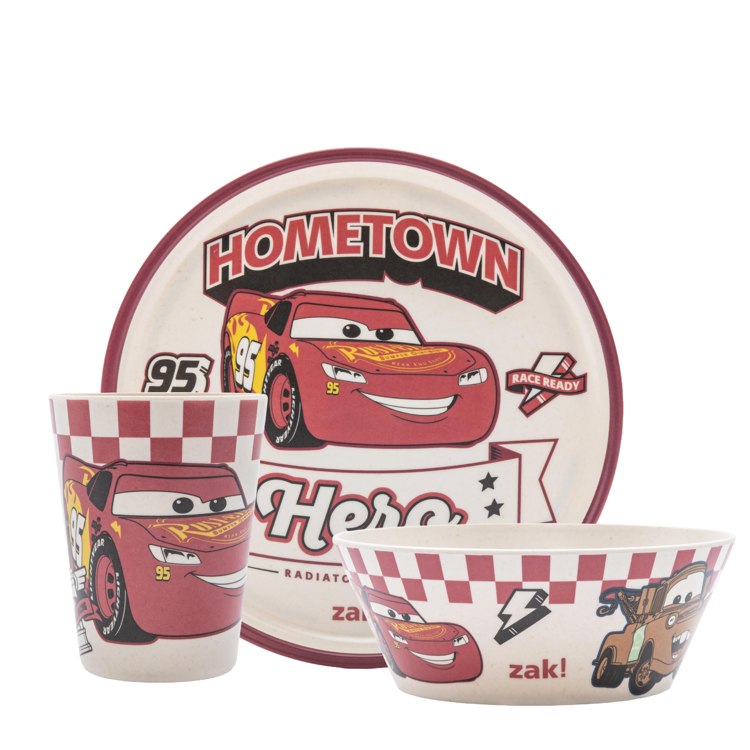 Zak Designs Disney and Pixar Cars Kids Dinnerware Plate Bowl & Tumbler | BPA Free, Plastic, Dishwasher Safe, Reuseable, Easy