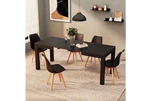 Mobili Fiver, First Extendable Table, 47,2(77,6) x31,5 in, Ashwood Black, for 6-8 People, Expandable Dining Table for Kitchen, Living Room, Italian Furniture