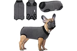 SAWMONG Recovery Suit for Dogs Female Male, Cotton Breathable Dog Onesie After Surgery Spay Neuter, Professional Dog Surgical Suit, Substitute Pet E-Collar Cone (Grey, Medium)