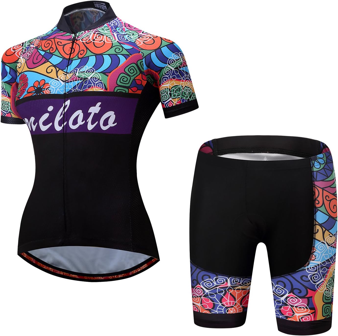 MILOTO Women's Cycling Jersey Reflective Shirt Padded Shorts Set