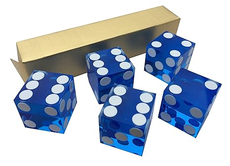 5 x BLUE NEW PERFECT 19MM PRECISION CASINO DICE / CRAPS STUNNING