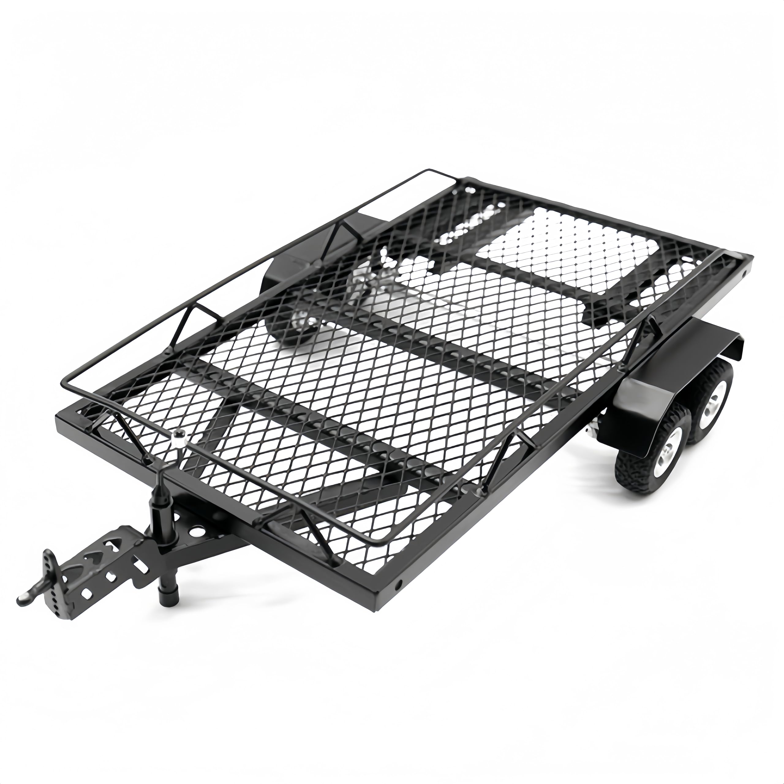 Photo 1 of 1/24 RC Trailer for Hauling Behind Car, Metal RC Crawler Builder Kit Fits for 1/18 1/24 RC Crawler TRX4M FCX18 SCX24, RC Trucks and Trailers Accessories with Hook Hitch