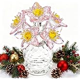 KRISININE Crystal Flower Figurine with Vase 3.8in Tall Glass Flower Figurine Collections Home Decor for Wedding Centerpiece Gift for Women(Pink)
