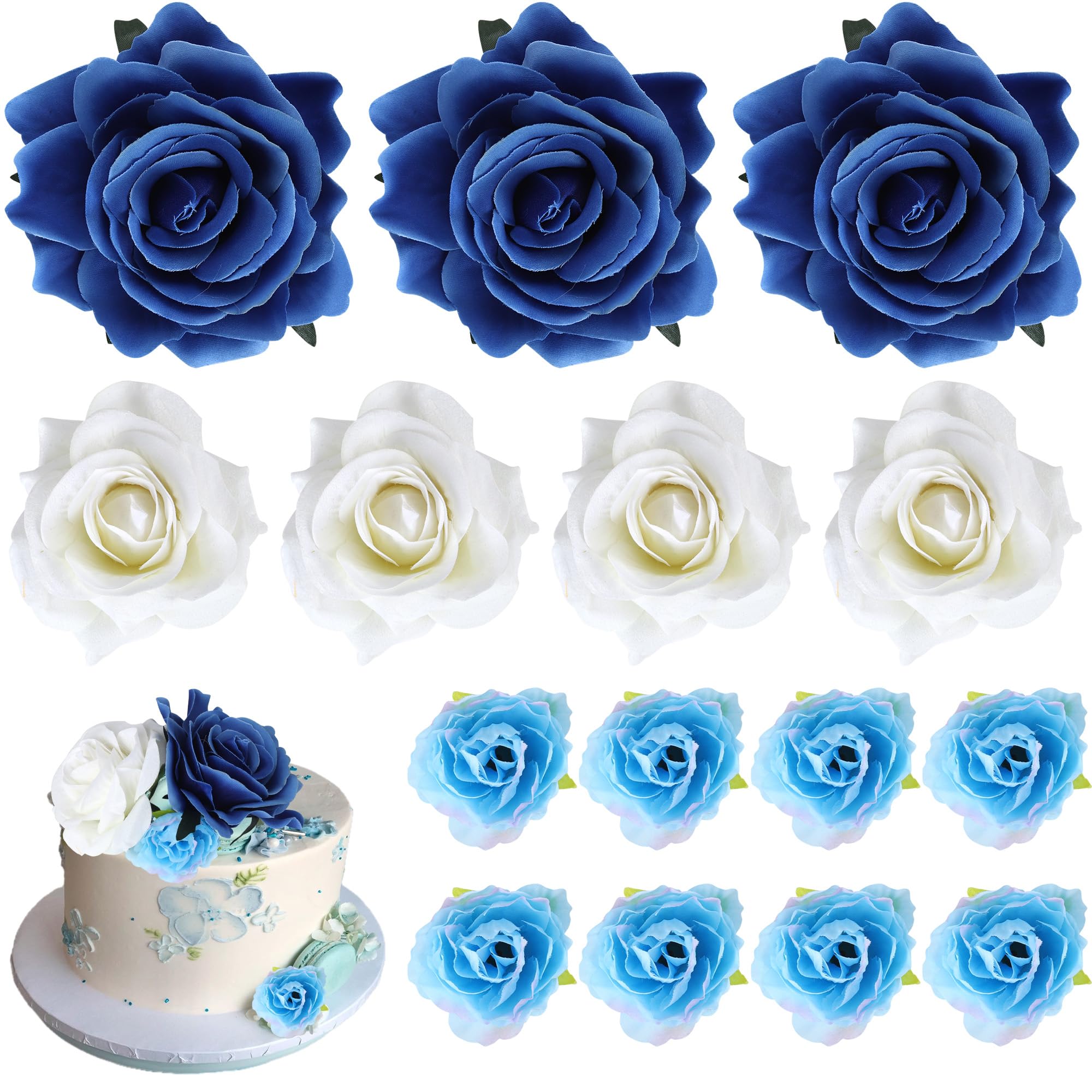 SYKYCTCY 10 Pack Flower Cake Toppers Artificial Flower Heads Cake Picks Fake Flowers Cake Decorations for Baby Shower Girls DIY Birthday Wedding Anniversary Party Supplies — image 1