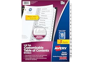 Table of Contents Black & White Dividers, 3 Set/PK