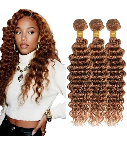 Amazon.com : Brown Straight Bundles Human Hair Color #30  display picture 3