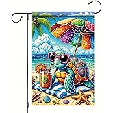 CHAONENG colorful summer Garden Flag 12x18 Inch Double-Sided Outdoor Cute Turtle Spring Summer Decorations for Home Porch & Yard Outdoor Decoration