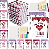 Resurhang 20 Pcs Valentines Appreciation Gifts Bulk Spiral Notebooks with Sticky Notes Motivational Pens Valentine Notepads for Coworkers Employee Office Team Party Supplies (Team)