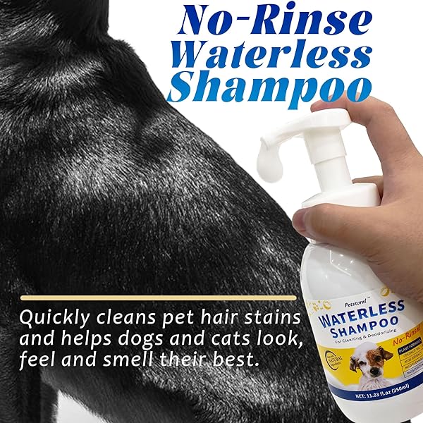 PETSTORAL WATERLESS DOG SHAMPOO NO RINSE PUPPY DRY HYPOALLERGENIC SHAMPOO AND CONDITIONER – SOOTHING AND DEODORIZING QUICKLY CLEANS SMELLY DOGS AND CATS (11.84 FL OZ/350ML)