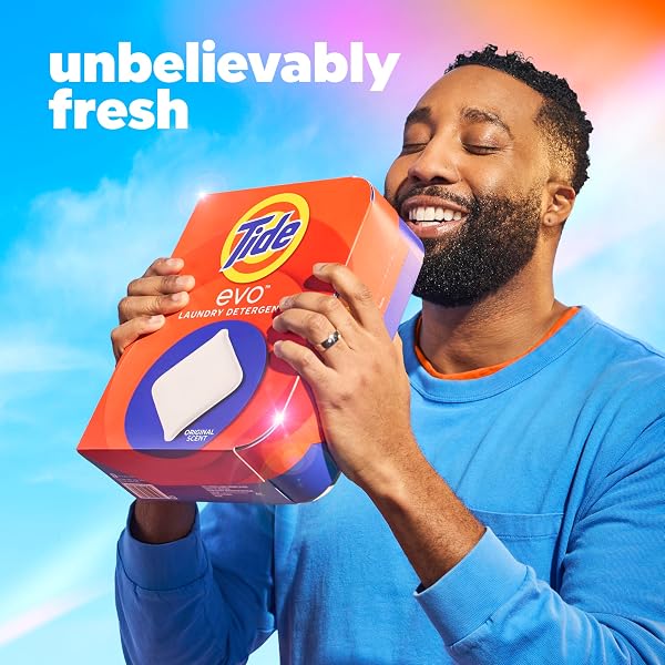 TIDE EVO LAUNDRY DETERGENT SPRING BLAST SCENT WORKS ON 100% OF COMMON STAINS CONCENTRATED TRAVEL DETERGENT HE COMPATIBLE AND INSTANT DISSOLVE FIGHTS STAINS BETTER THAN LEADING DETERGENT SHEET 42 COUNT