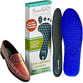 The Boss! Leather Insoles for Men & Women + Memory Foam Thin Shoe Inserts, Cushioning Orthotic Thin Insoles for Men, High Arch Support Inserts for Minimal Crowding in Dress & Casual Shoes, M/S