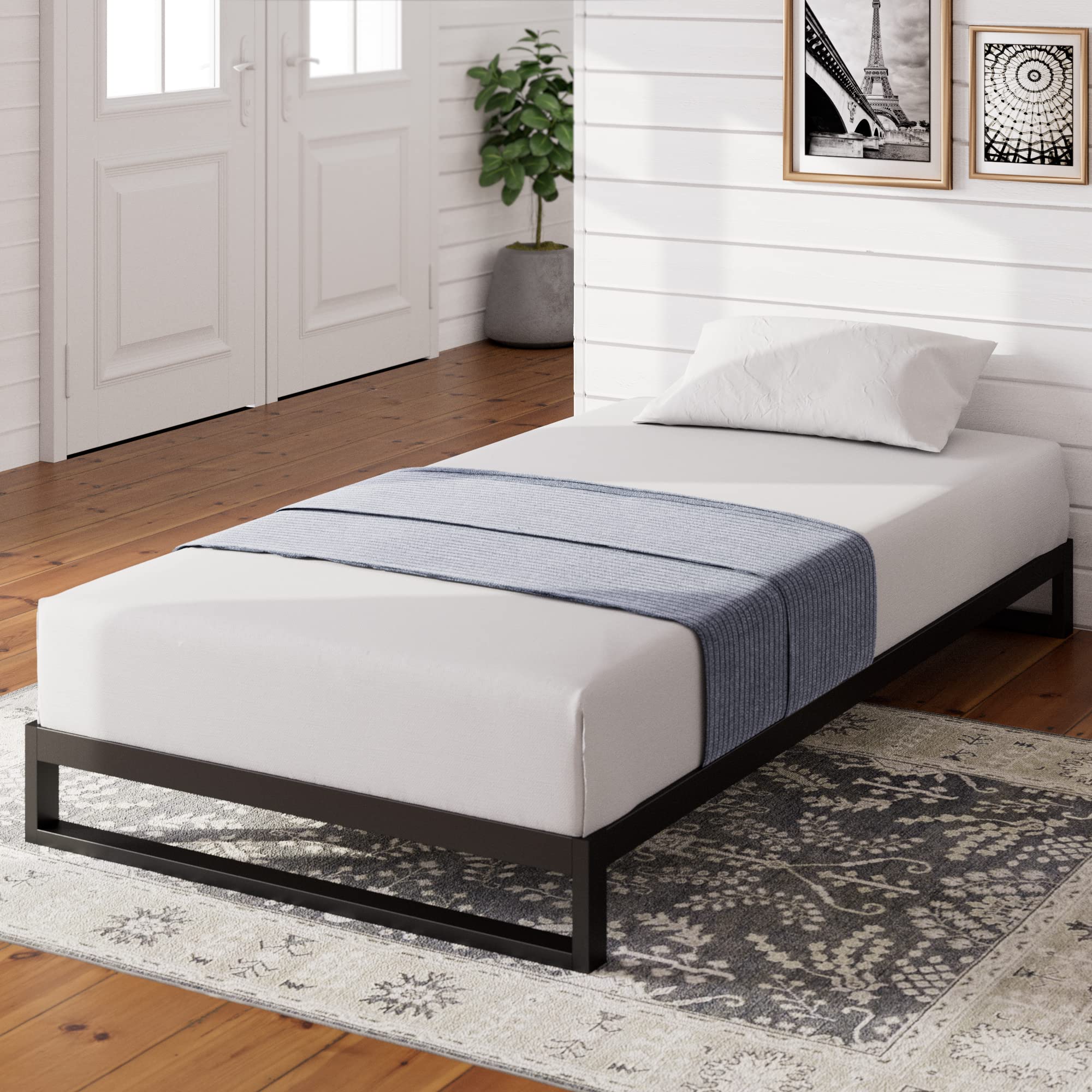 ZINUS Trisha 7 Inch Metal Platform Bed Frame, Wood Slat Support, No Box Spring Needed, Easy Assembly, Twin Image ZINUS Trisha 7 Inch Metal Platform Bed Frame, Wood Slat Support, No Box Spring Needed, Easy Assembly, Twin Image