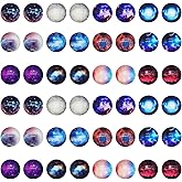 JJG 30 PCS Starry Sky Nebula Glass Dome Cabochons Half Round Flatback, 12mm Diameter, Random Color