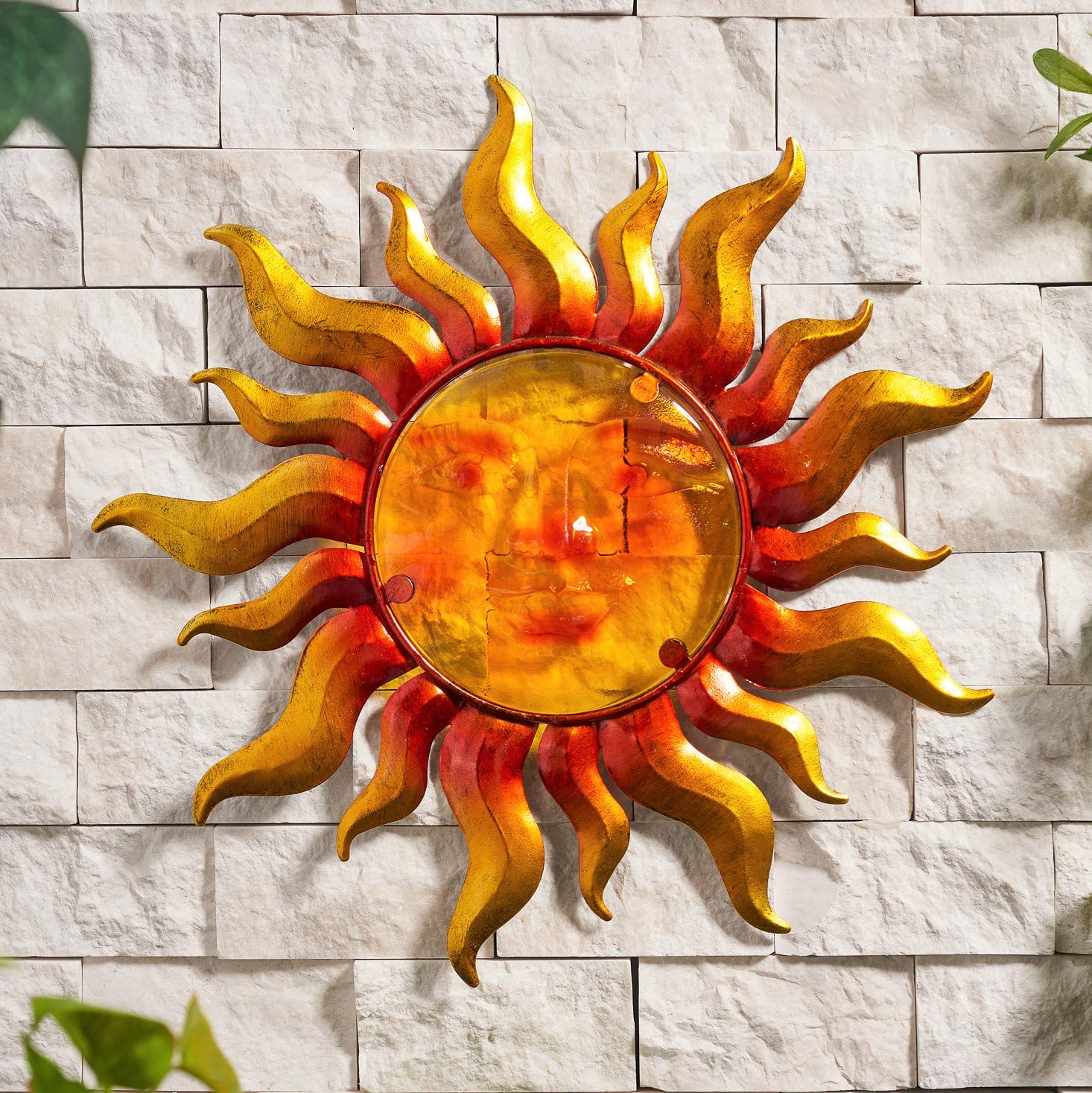 Creekwood Glass Wall Art - Sun Art - Outdoor & Home décor Metal Art for Wall Hanging, Garden Shed, Fence - (33x33) cm