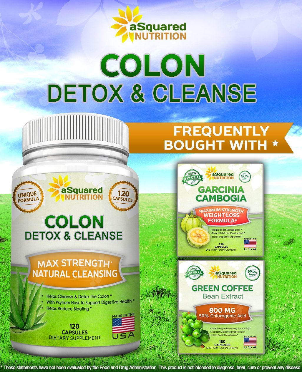 Pure Colon Cleanse for Weight Loss 120 Capsules, Max Strength