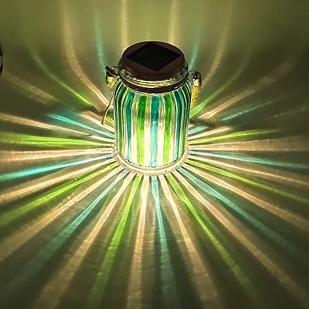 Amazon Com Solar Lantern Jar Lights Glass Ball Table Lamp Green