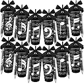 Skylety 12 Sets Music Party Favors Gifts Bulk, 24 oz Musical Note Cups with Pen Music Themed Reusable Note Plastic Tumbler with Straw and Lid for Musical Lover Choir Birthday Party Favors(Black)