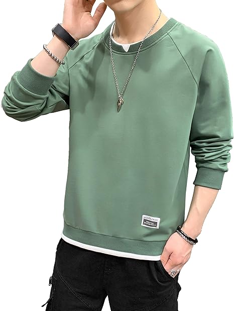 Amazon Xiongying 新品 Tシャツ メンズ パーカー 長袖 無地 秋服 ゆったり レイヤード風 大きいサイズ カジュアル 丸襟 柔らかい おしゃれ トレーナー 秋 トレーナー パーカー 通販