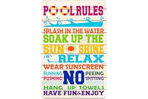 WhatSign Pool Rules Signs Outdoor - 8x12 Inches Funny Pool Rules Signs and Decor Outdoor Backyard Pool Signs for Outside Swimming Pool Signs Wall Art